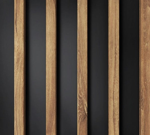 Boiserie legno WoodHarmony ® di rovere affumicato su sfondo nero