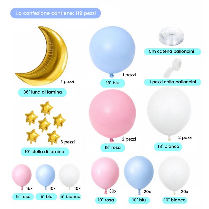 Set palloncini Luna e stelline