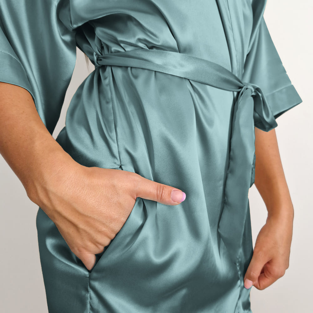 Vestaglia donna raso - green